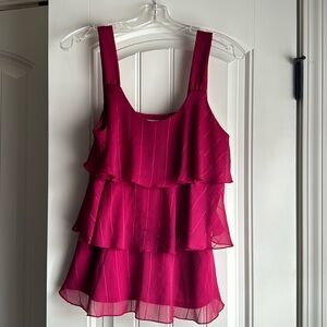 Loft Magenta Ruffle Blouse